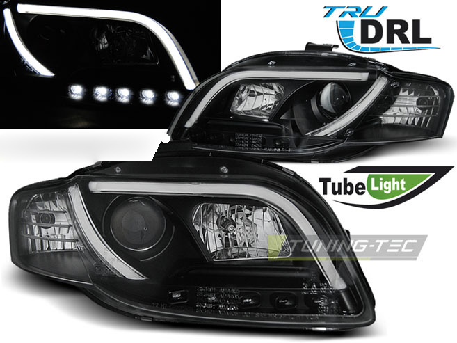 Fari Tube DRL Nero per Audi A4 B7 (11.04-03.08) Luci Diurne