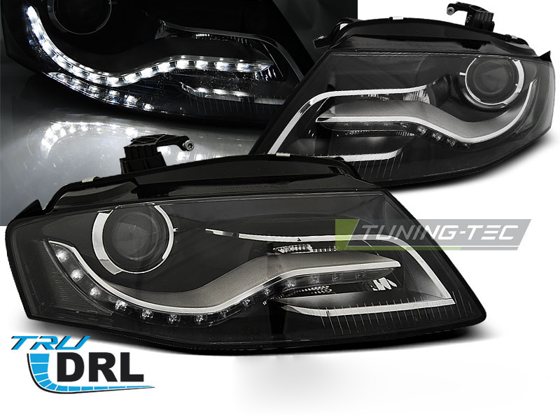 Fari True DRL Nero per Audi A4 B8 (04.08-11) Luci Diurne Nere
