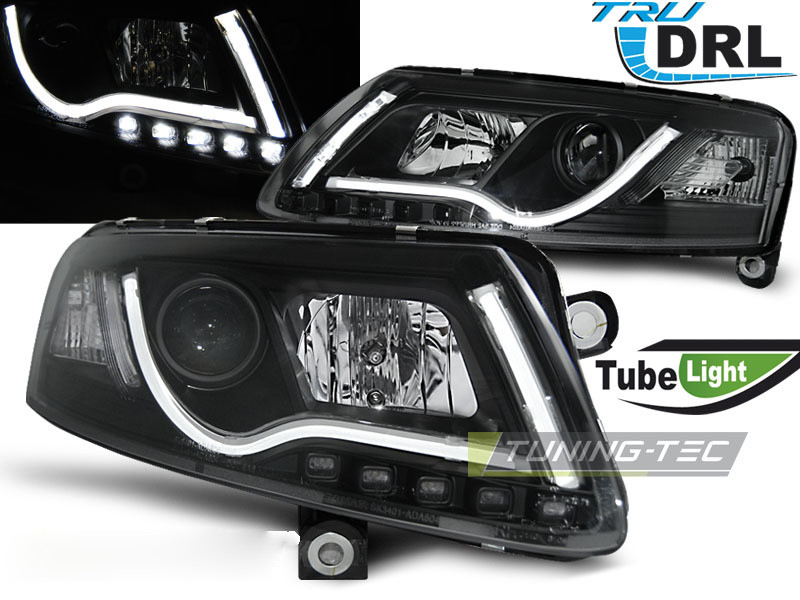 Fari Tube DRL Nero per Audi A6 C6 (04.04-08) - Luci Diurne