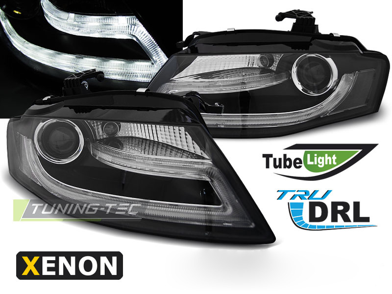 Xenon Fari True DRL Nero per Audi A4 B8 (04.08-11) Luci Diurne
