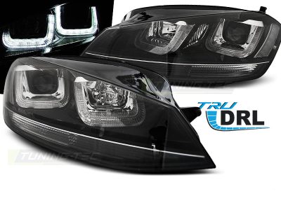 Fanali U-Led Neri con Linea Nera per Volkswagen GOLF 7 (11.12-17)