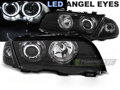 Fari Angel Eyes LED Nero per BMW E46 (1998-2001) S/T, Anteriori