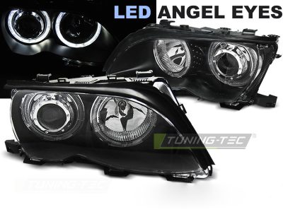 Fari Angel Eyes LED Nero per BMW E46 (2001-2005) Fanali Anteriori