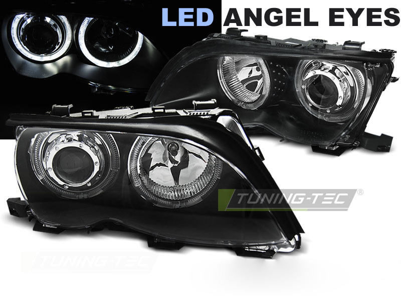 Fari Angel Eyes LED Nero per BMW E46 (2001-2005) Fanali Anteriori