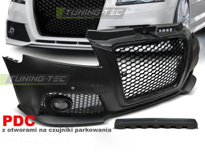 Anteriore Paraurti Sport Nero PDC per Audi A3 (2008-2012) con PDC