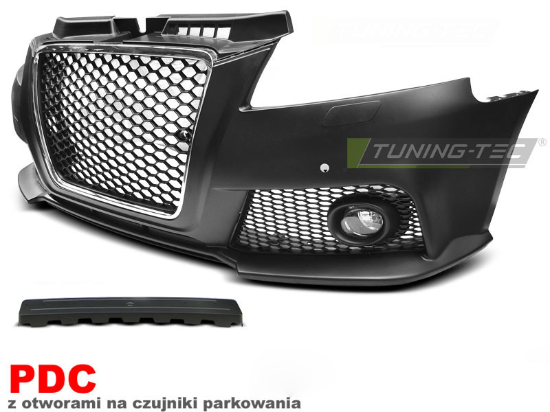 Anteriore Paraurti Sport Cromato Nero PDC per Audi A3 (2008-2012) con PDC