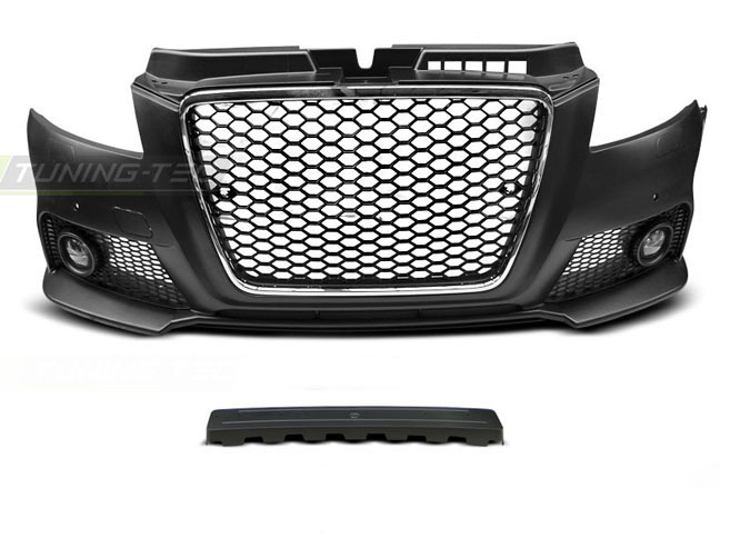 Anteriore Paraurti Sport Cromato Nero PDC per Audi A3 (2008-2012) con PDC