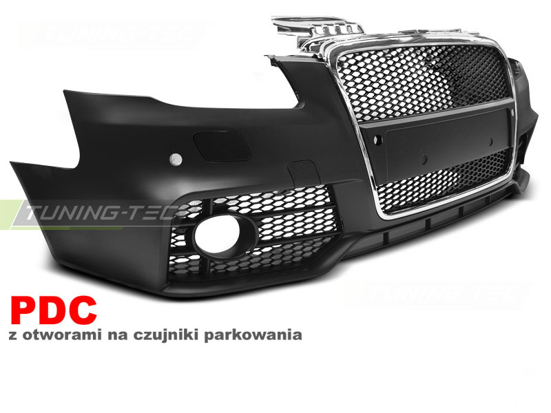 Anteriore Paraurti Sport Cromato Nero PDC per Audi A4 (2004-2008) con PDC