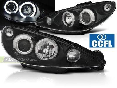 Peugeot 206 02- Fanali Angel Eyes Neri CCFL per Peugeot 206 (2002)