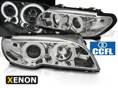 Xenon Fari Angel Eyes CCFL Cromato per BMW E46 Coupé Cabrio (04-06)