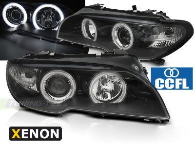 Xenon Fari Angel Eyes CCFL Nero per BMW E46 Coupé Cabrio (04-06)