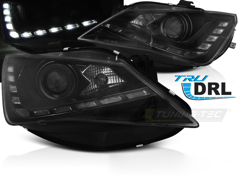 Fari True DRL Nero per Seat Ibiza 6J (2012-2015) Luci Diurne