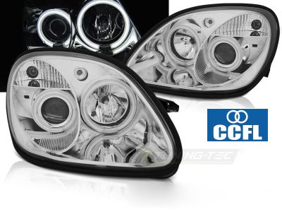 Fari Angel Eyes CCFL Cromato per Mercedes R170 SLK (1996-2004)