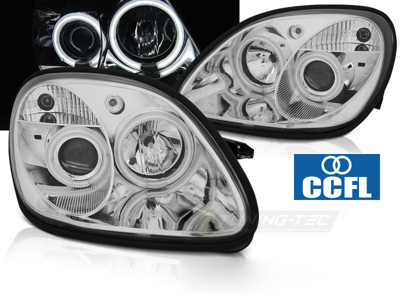 Fari Angel Eyes CCFL Cromato per Mercedes R170 SLK (1996-2004)