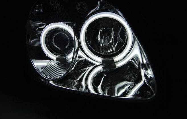 Fari Angel Eyes CCFL Cromato per Mercedes R170 SLK (1996-2004)