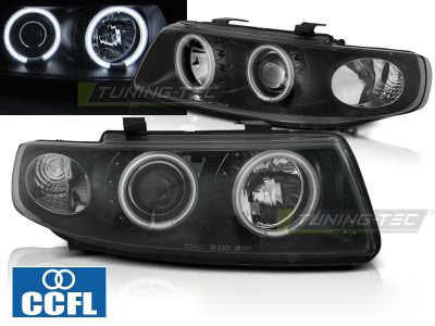 Fari Angel Eyes CCFL Nero per Seat Leon (04.99-08.04) Fanali Anteriori