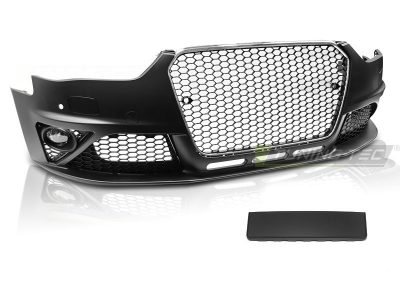 Anteriore Paraurti Sport Cromato Nero PDC per Audi A4 B8 (2012-2015) con PDC