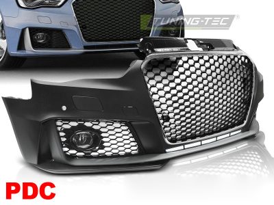 Anteriore Paraurti Sport Cromato Nero PDC per Audi A3 (2012-2016) con PDC