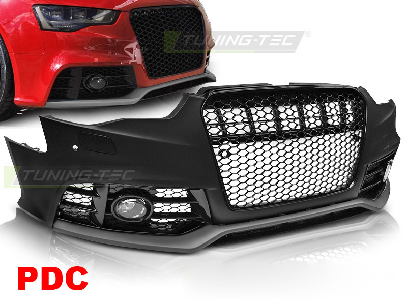 Anteriore Paraurti Sport Nero PDC per Audi A5 (2011-2016) con PDC