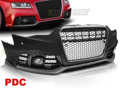 Anteriore Paraurti Sport Cromato Nero PDC per Audi A5 (2011-2016) con PDC