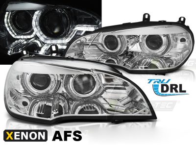 Xenon Fari Angel Eyes LED DRL Cromato Afs per BMW X5 E70 (2007-2010)