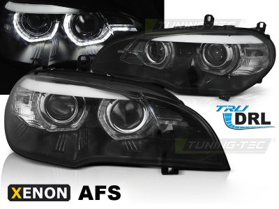 Xenon Fari Angel Eyes LED DRL Nero Afs per BMW X5 E70 (2007-2010)