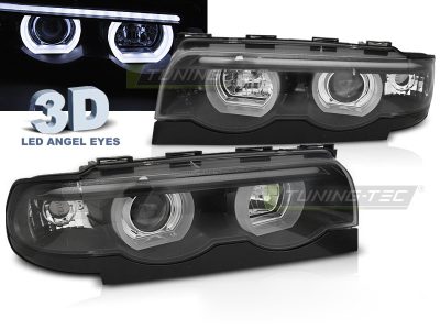 Fari Angel Eyes LED 3D Nero per BMW E38 (1994-2001) - Fanali Anteriori