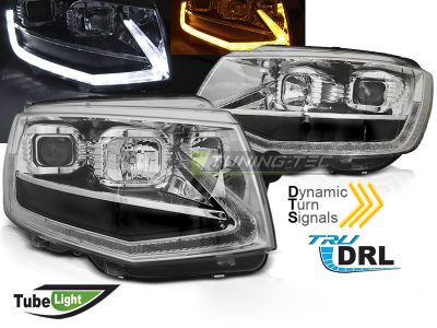 Fari Tubo Luce Cromo Luci Diurne Sequenziali per Volkswagen T6 (2015-2019)