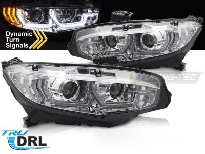 Fari Cromato DRL Sequenziali per Honda Civic X (anni 16-21) Luci Diurne