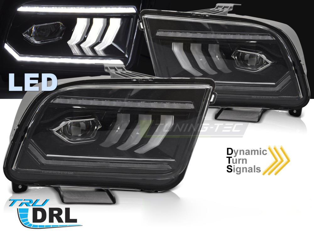 Fari Tube LED Nero per Ford Mustang (2004-2009) - Fanali Anteriori