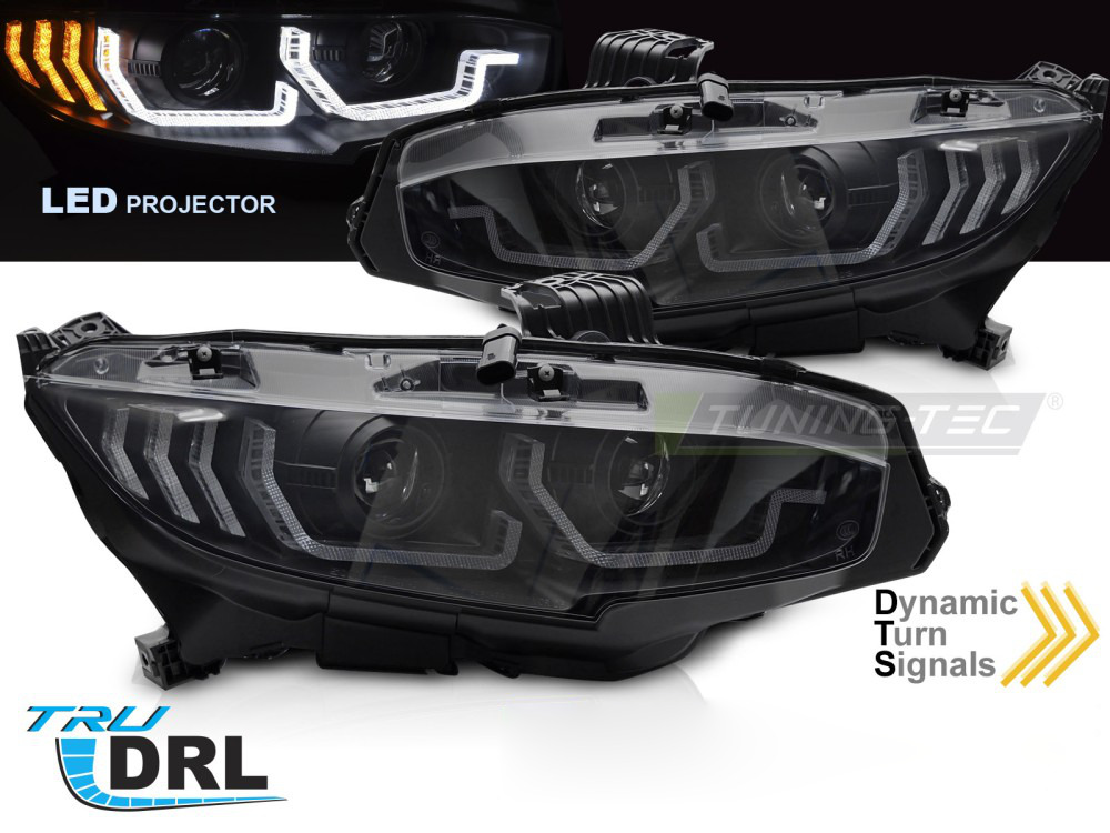 LED Fari Nero DRL Sequenziali per Honda Civic X (anni 2016-2021)