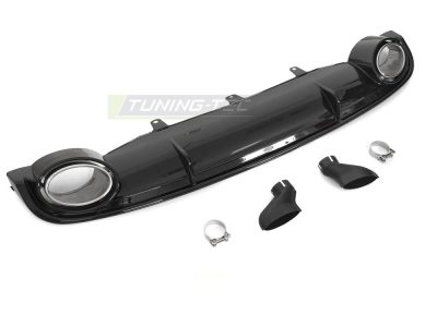 Diffusor Twin Outlet Nero Lucido Sport Style per Audi A7 C7 (2010-2014)