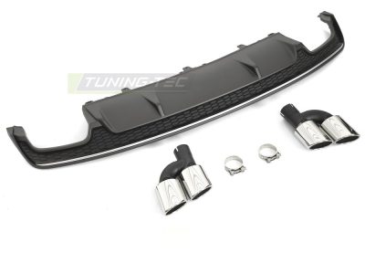 Diffusor Twin Outlet Argento Nero Sport S Style per Audi A7 C7 (2014-2018)
