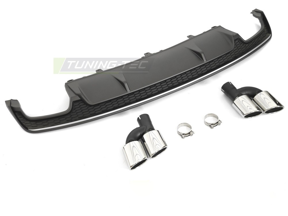Diffusor Twin Outlet Argento Nero Sport S Style per Audi A7 C7 (2014-2018)