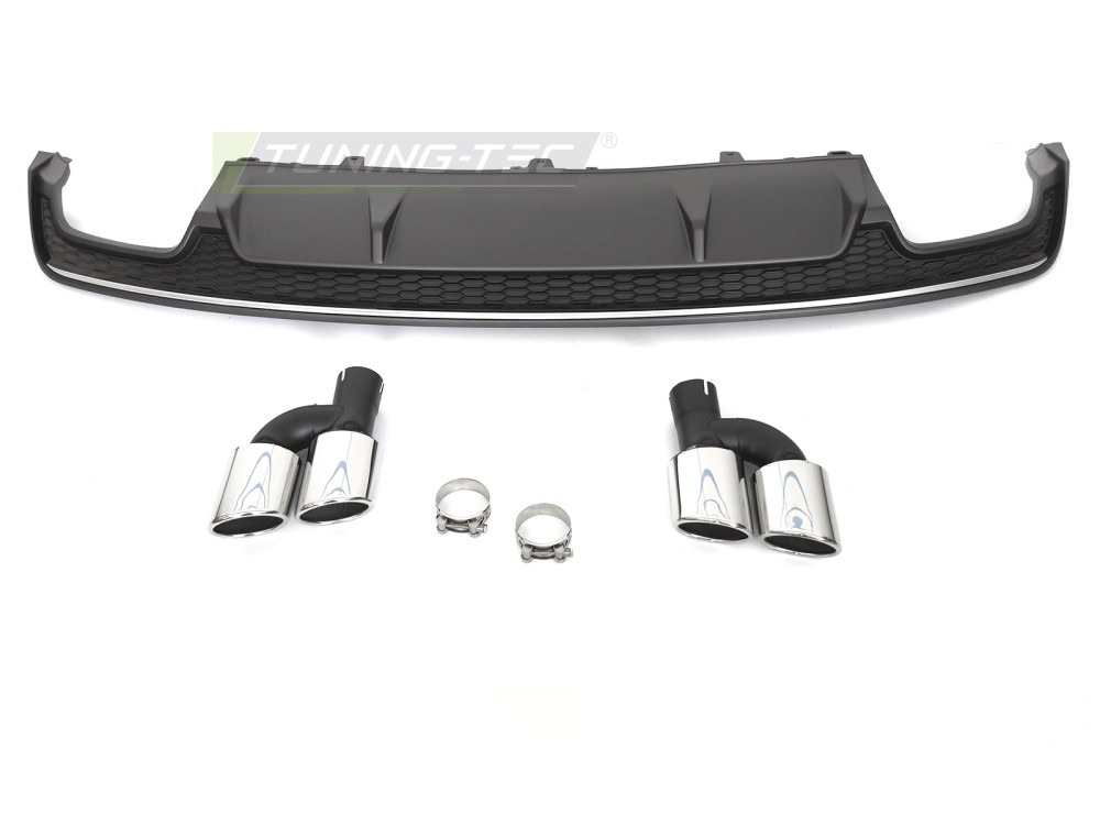 Diffusor Twin Outlet Argento Nero Sport S Style per Audi A7 C7 (2014-2018)