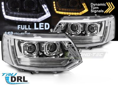 Full LED Fari Anteriori Tubolari T6 Look Cromo DRL Sequenziale per Volkswagen