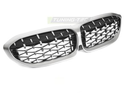 Griglia Diamond Argento Opaco Cromato per BMW Serie 3 G20 (anni 19-22)