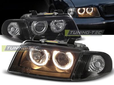 Fari Angel Eyes Nero per Audi A4 (11.94-12.98) - Fanali Anteriori