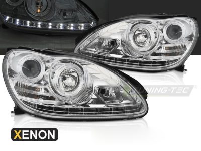 Xenon Fari Cromato LED per Mercedes W220 (10.02-05.05) Kit Fari Xeno