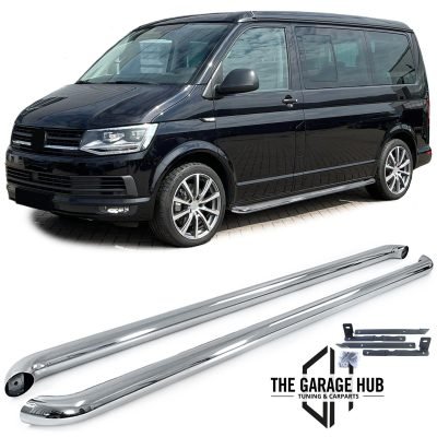 Minigonne in Acciaio Inox Lucido per Volkswagen T5 T6 T6.1 Corto