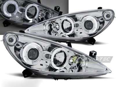 Fari Anteriori Angel Eyes Cromati per Peugeot 307 (04.01-06.05)