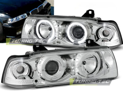 Fari Anteriori Angel Eyes Cromati per BMW E36 (12.90-08.99) C/C