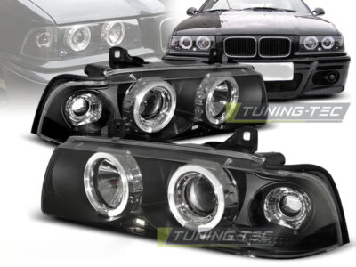 Fari Anteriori Angel Eyes Neri per BMW E36 (90-99) S/C/T