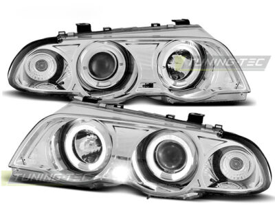 Fari Anteriori Angel Eyes Cromati per BMW E46 (05.98-08.01) S/T