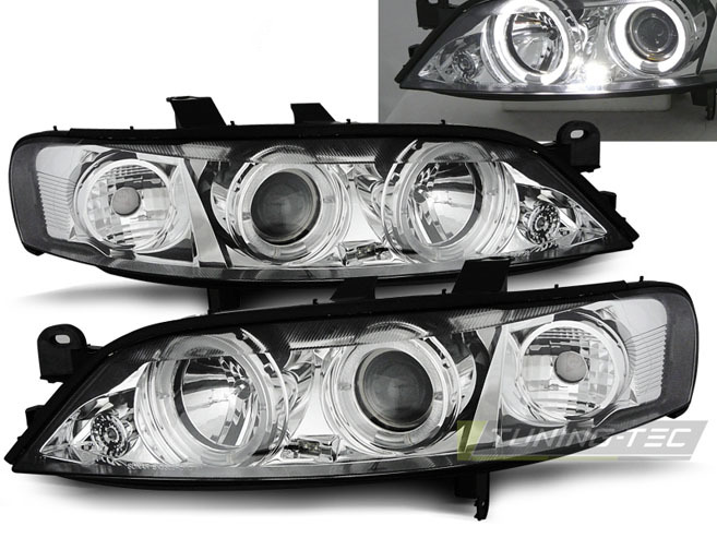 Fari Anteriori Angel Eyes Cromati per Opel Vectra B (99-03.02)