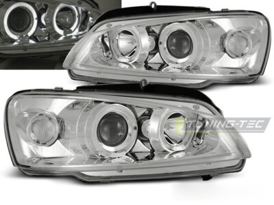 Peugeot 106 08.96-03 Fanali Angel Eyes Cromato Anteriore LED Luci Fari