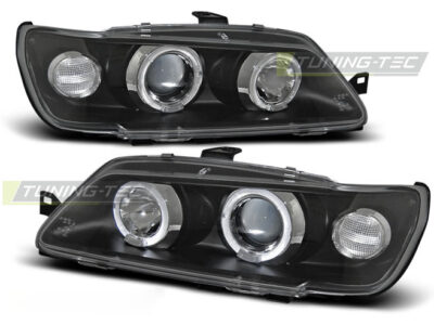 Peugeot 306 02.93-04.97 Fanali Angel Eyes Neri Anteriori Fari Tuning Auto