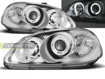 Fari Anteriori Angel Eyes Cromati per Honda Civic 03.99-02.01