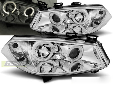 Fari Anteriori Angel Eyes Cromati per Renault Megane II (11.02-12.05)