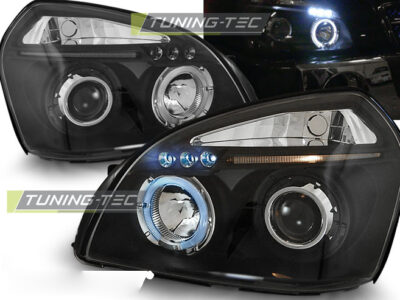 Hyundai Tucson 07.04-10 Angel Eyes Nero Fari Anteriori LED Scuri 2 Pezzi